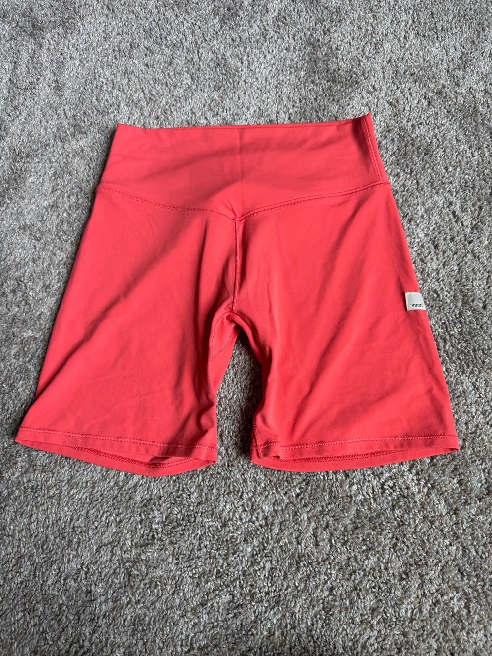 Vuori All the Form Biker Short in Bright Coral — size Small